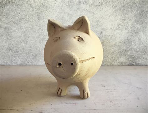 Vintage Mexican pottery piggy bank unglazed terra cotta pig lover gift ...