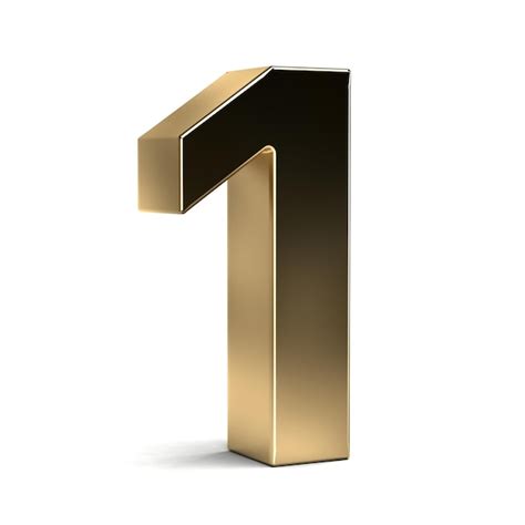 A gold number 1 on a white background | Premium Photo