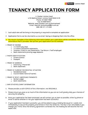 Fillable Online TENANCY APPLICATION FORM - direct connect Fax Email ...