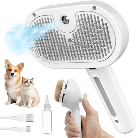 Amazon.com: Pet Grooming Brush with Electronic Mist Spray - Gentle ...