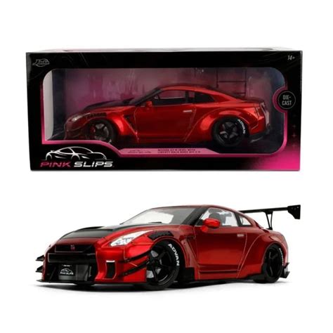 Jada Toys Pink Slips Nissan GT-R R35 LB Kit 1.5 Red & Black 1:18 Dieca ...