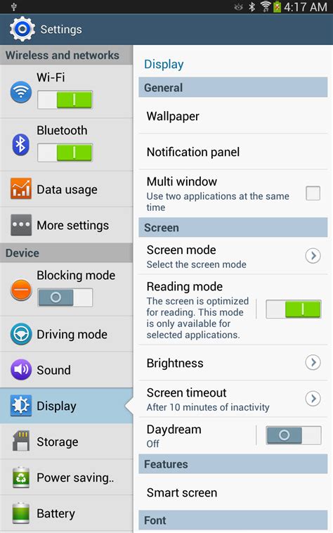 Image result for Settings Menu Tablet