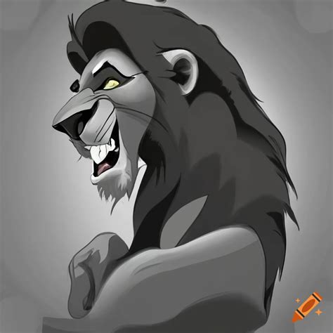 Scar from the lion king reflected in a puddle on Craiyon