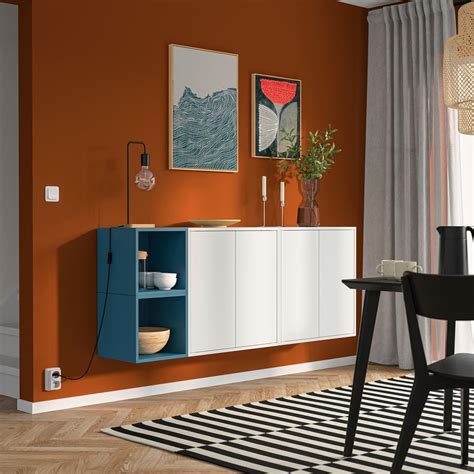 EKET wall-mounted cabinet combination, white/dark grey-blue, 175x35x70 ...