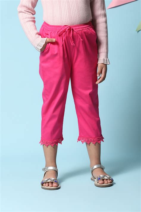 Pink Cotton Blend Capris