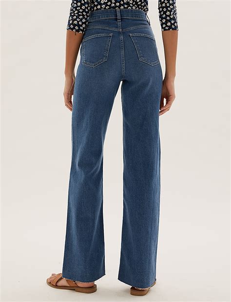 Buy High Waisted Slim Fit Wide Leg Jeans at Marks & Spencer