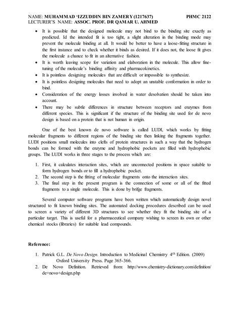 De novo drug design assignment | DOCX