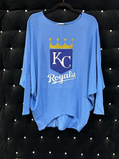 Kansas City Royals Ladies Glitter Logo Blouse, Soft 3/4 Sleeve Tunic ...