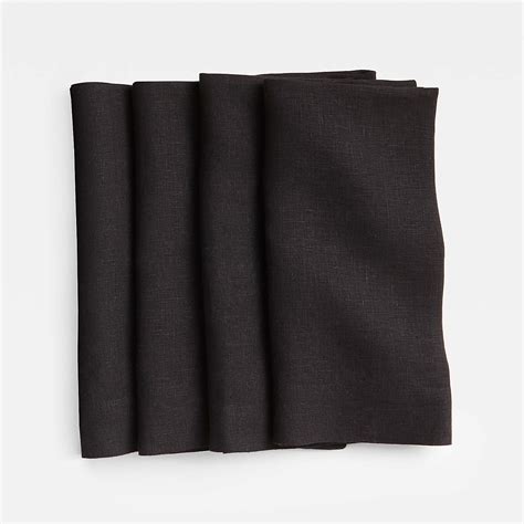 Marin Ink Black Organic Cotton Linen Napkin, Set of 4 | Crate & Barrel