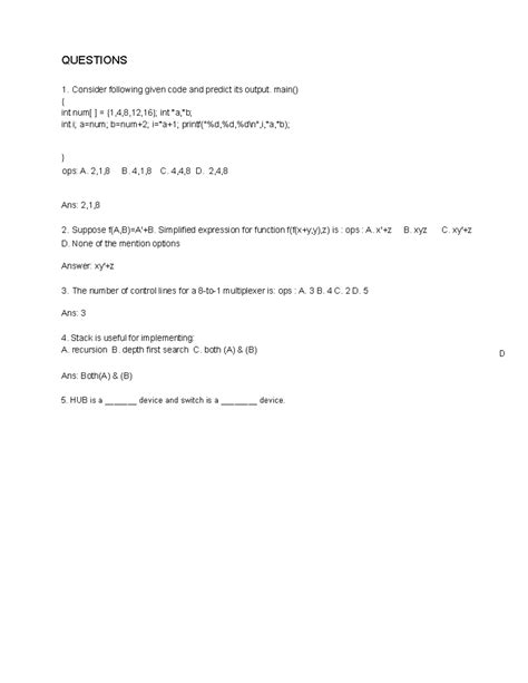 Capgemini pseudo codes - QUESTIONS Consider following given code and ...
