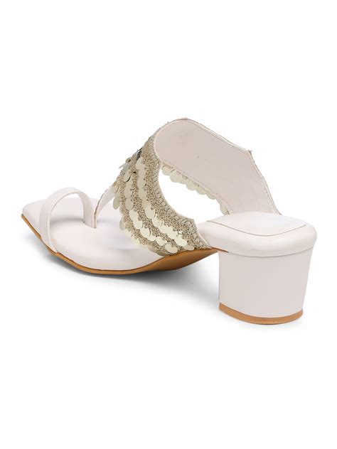 GNIST White sequence Ethnic Block Heels – Gnist Footwear
