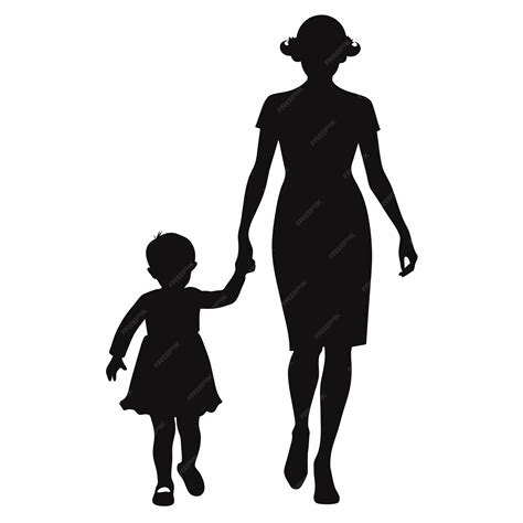 Silhouette Of Mother And Child
