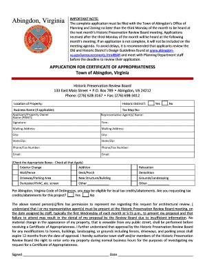 Fillable Online abingdon-va Historic District Certificate of ...