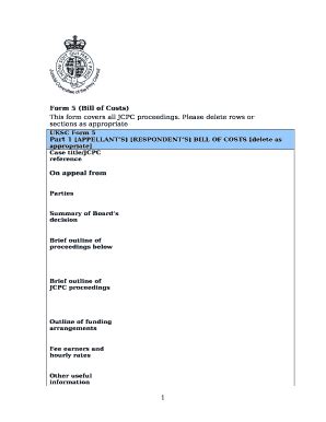 5 (Bill of Costs) Doc Template | pdfFiller