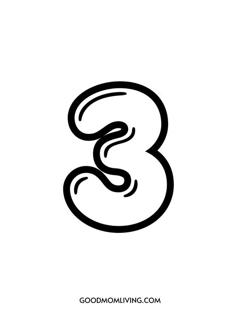 Bubble Number 3 Printable (Number 3 in Bubble Letters) - Good Mom Living