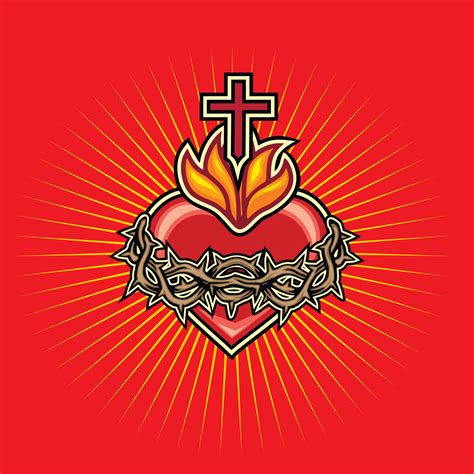 catholic symbol, Most Sacred Heart of Jesus 25231501 Vector Art at Vecteezy
