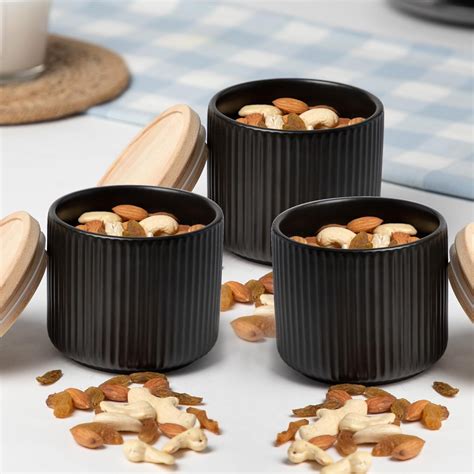 Buy Anko 400mL Ribbed Kitchen Canister Container - Pack of 3 | Airtight ...