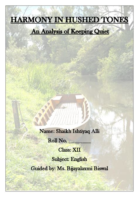 Analysis of "Keeping Quiet" - English Class XII - Studocu