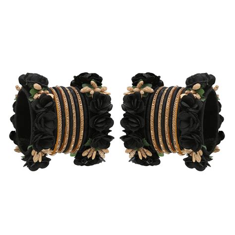 Sukriti Beautiful Handcrafted Black Flower Designer Silk thread Bridal ...