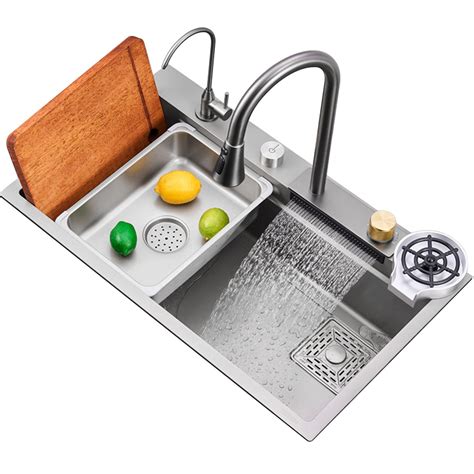 Buy Kitchen sink stainless steel flying rain waterfall sink household ...