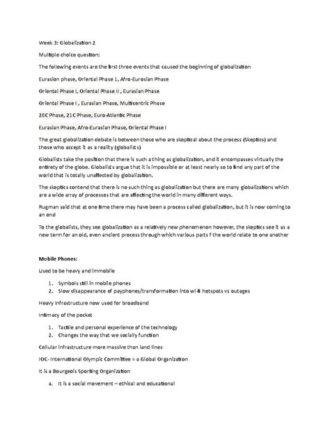 Poli Sci Week 3 - Polisci 21040A notes - Week 3: Globalization 2 ...