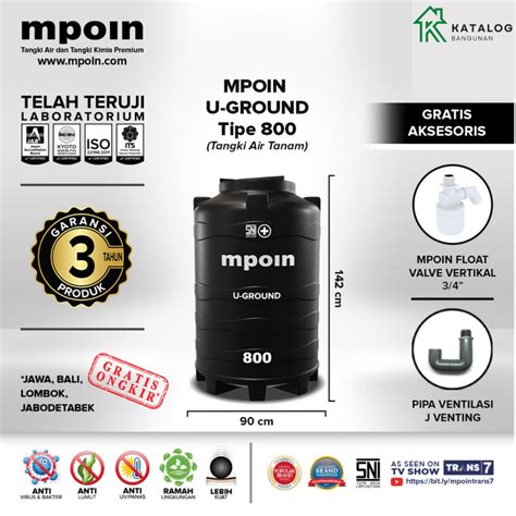 Jual TOREN / TANDON / TANGKI AIR TANAM MPOIN U-GROUND 800 MPOIN UGROUND ...