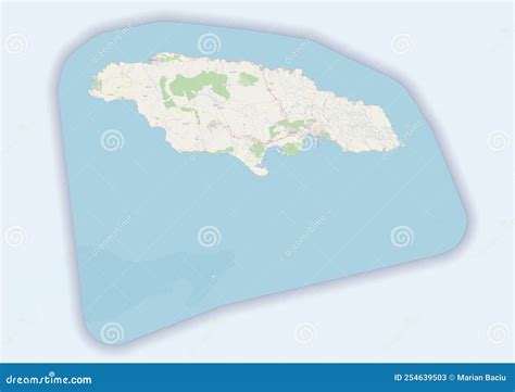 Physical Map of the Country of Jamaica Colored Stock Illustration ...