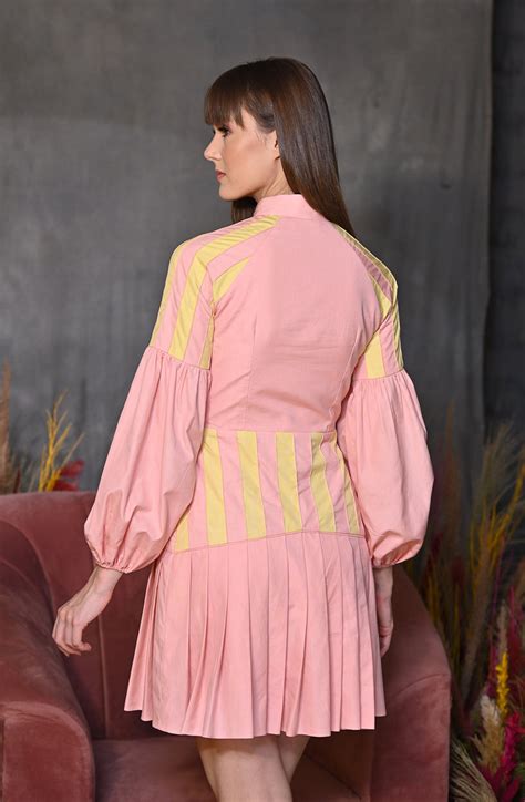 Yellow Pink Colour Block Dress – Ombrello Clothing