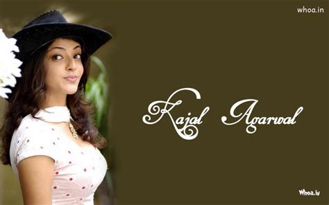 Kajal Agarwal In White Dress And Black Cap Wallpaper