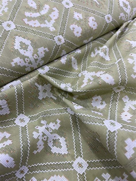 Shop Green Foil Block Printed Cotton Fabric (1 Mtr) - Premium Quality