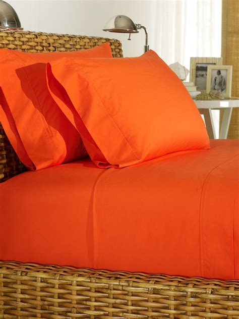 Orange Percale Sheeting | Orange bed sheets, Bed linen design, Bed