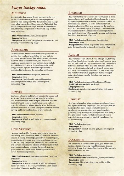 Player Backgrounds (5e) : r/DungeonsAndDragons