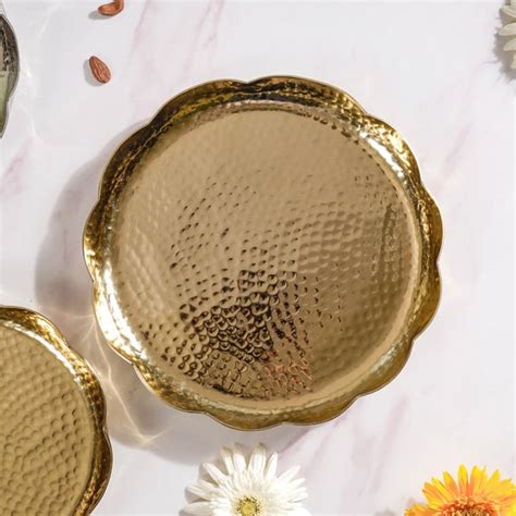 Decorative Gold Urli Tray Set Of 2 Online - Premium Urli | Nestasia