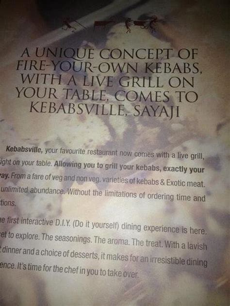 Menu at Kebabs Ville, Indore, Sayaji Hotel