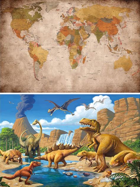 Buy GREAT ART Set of 2 XXL Posters - Retro-Prehistoric Picture - World ...