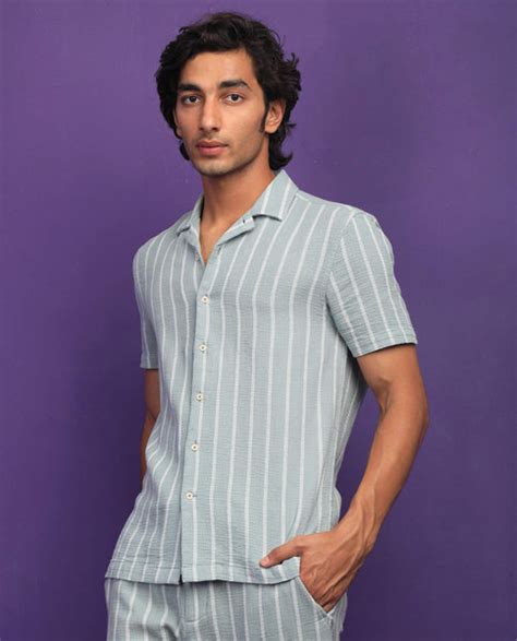 Rare Rabbit Men's Nanos Pastel Green Cotton Striped Print Regular Fit