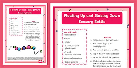 Floating Up and Sinking Down Sensory Bottle