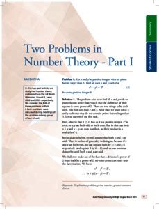 Two Problems in Number Theory - Part I - ePrints@APU