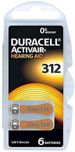DURACELL Hearing Aid Size 312, 1 strip (6 ) Battery - DURACELL ...