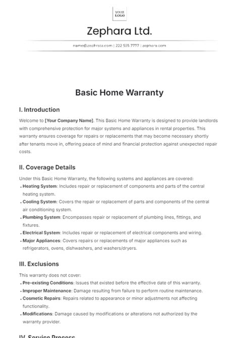 Free Warranty Terms and Conditions Template to Edit Online