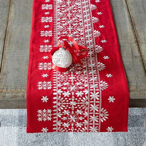Nordic Christmas Embroidered Table Runner | Antique Farmhouse