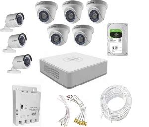 HIKVISION 2 MP camera setup with 8 Camera, DVR, Power Supply, Hard Disk ...