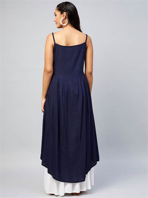 Navy Blue Strappy Kurta - InWeave