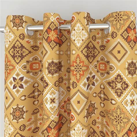 Buy Vivian Yellow Printed Knitted Blackout Window Curtain - 110x160cm ...