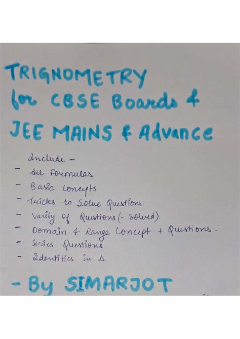 Trigonometry Complete Notes for CBSE Class 11 & JEE (Mains & Advance ...