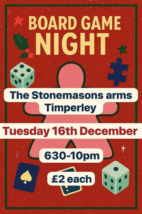 Board game night , Stonemasons Arms, Altrincham, 16 December 2025 ...