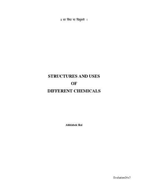 Structure and uses of different chemicals mentioned in the syllaabus ...