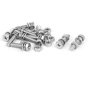 3NH® M6 x 25mm 304 Stainless Steel Phillips Hex Head Bolts Nuts w ...