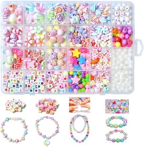 Beads Art Crafts, Acrylic Beads Bracelet Making Kits DIY Beads Kits 24 ...