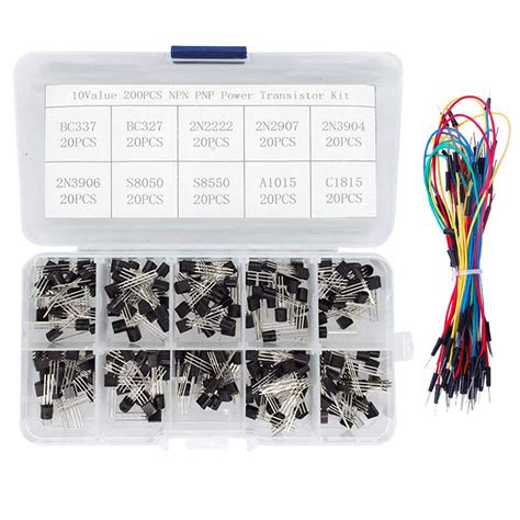 DAOKI 200PCS BJT Transistor Assortment Kit 10 Values NPN PNP BC327 ...